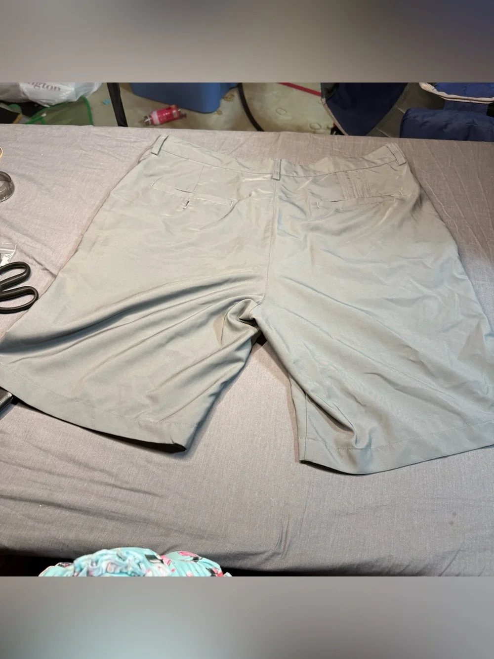 adidas Men’s Light Gray Performance Flat-Front Shorts
